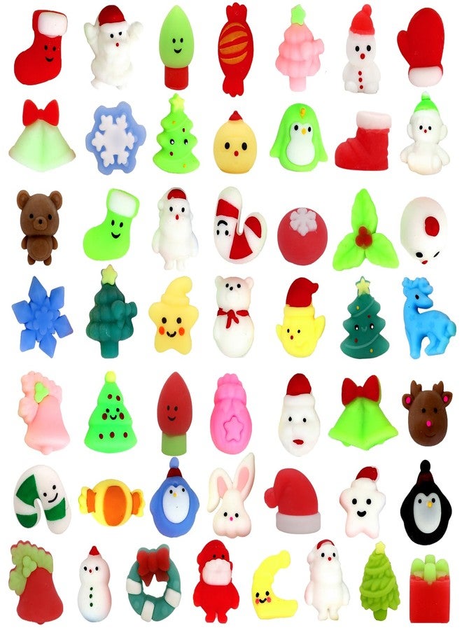 IUULOB 50 PCS Christmas Mochi Squishy Toys, Squishies Stress Relief Toys Christmas Party Favors, Mini Cute Christmas Stocking Stuffer Christmas Decor Gift for Kids Adults - Image 1